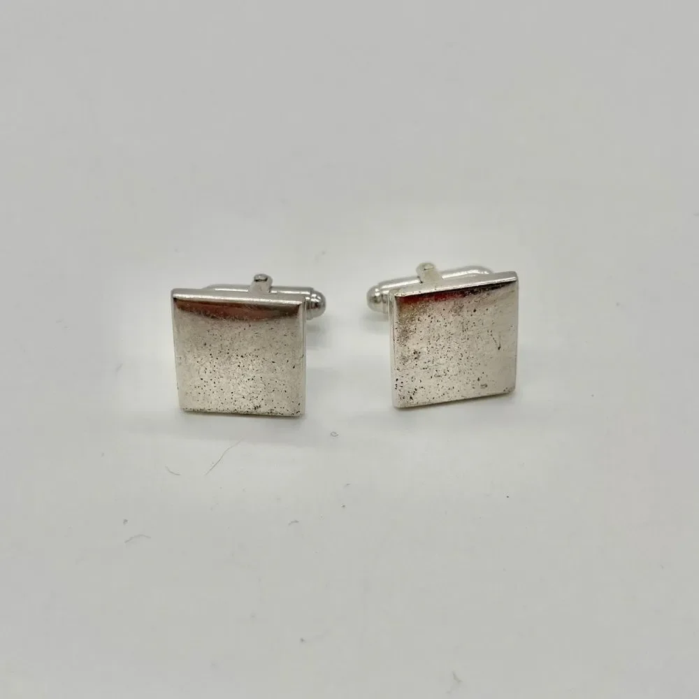 Cuff Links Square in Silver Tone